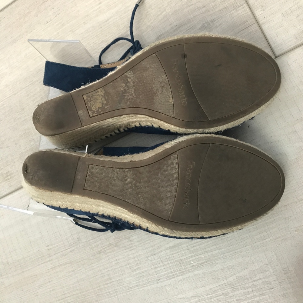 Franco Sarto blue suede wedge espadrilles lace up - Picture 4 of 5